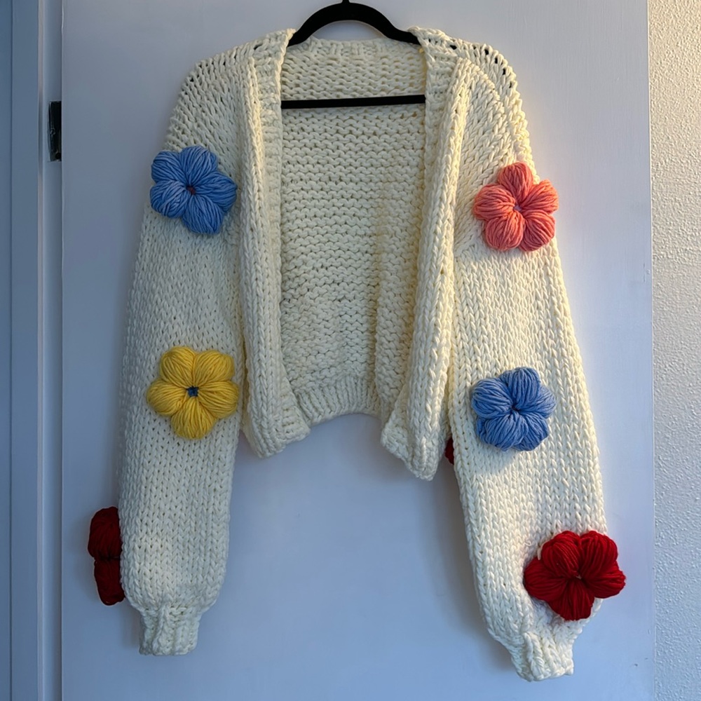 Woven flower cardigan